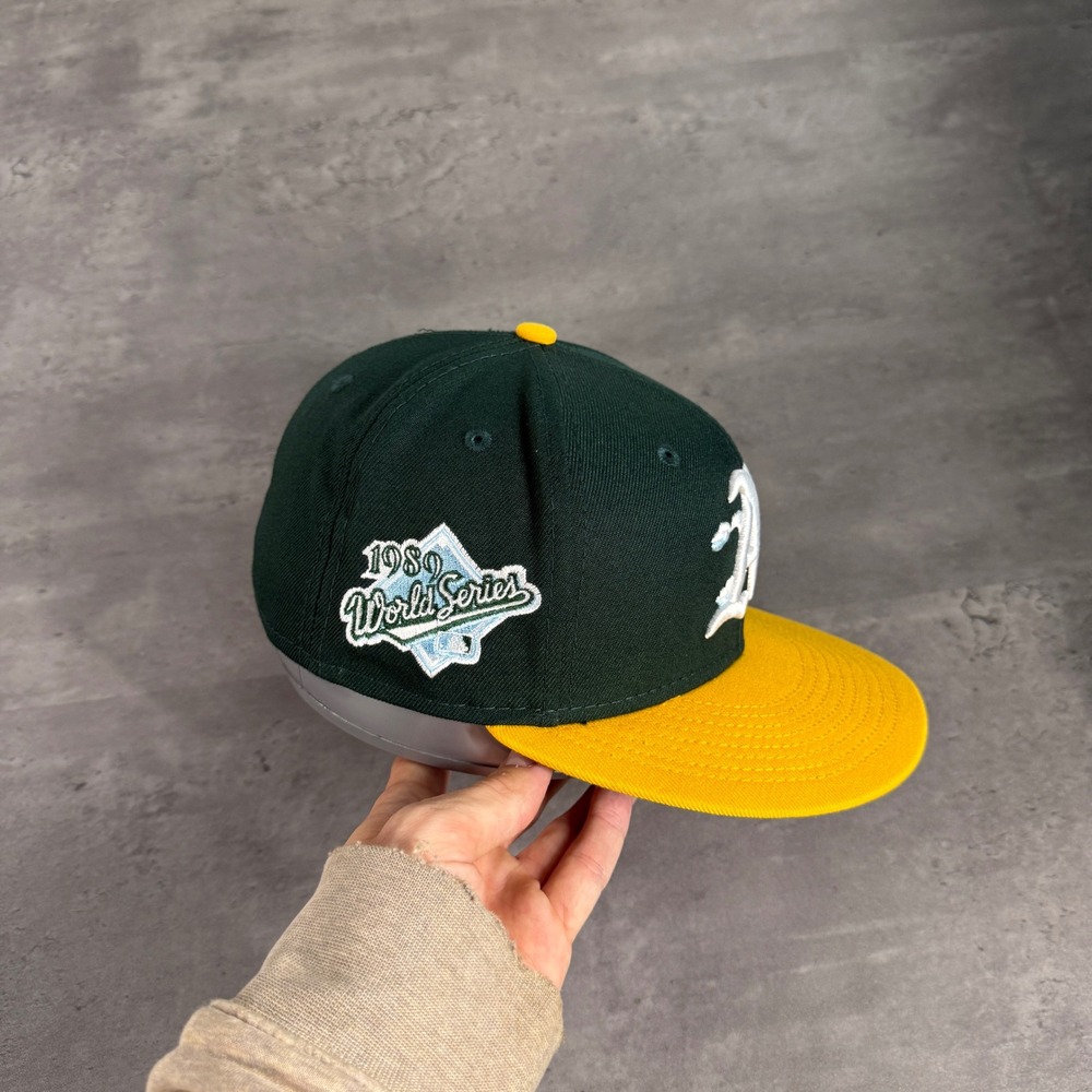New Era Oakland Athletics Hat 7 1/4 Green Yellow Comic Cartoon Cloud Blue UV‎ - Picture 4 of 7